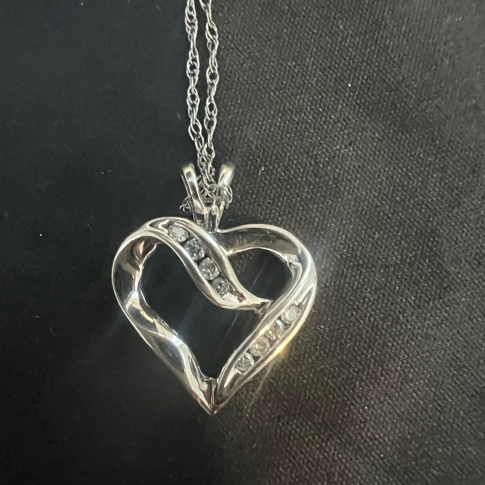 Silver Heart Diamond Necklace